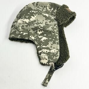 John Deere Digital Camouflage Trapper Hat Hunting Winter Sherpa Flaps EX COND